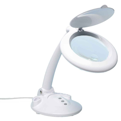 RS PRO LED Magnifying Lamp with Table Lamp, 3 dpt, 12 dpt, 125mm Lens