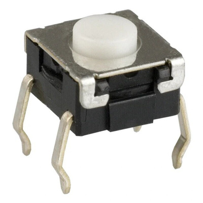 IP67 White Plunger Tactile Switch, SPST 50 mA 0.9mm Through Hole