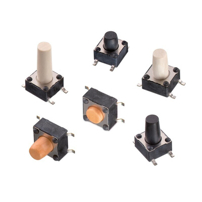 Black Round Tactile Switch, SPST 50 mA 8mm PCB