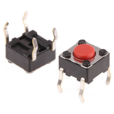 Red Stem Tactile Switch, SPST 50 mA @ 12 V dc 4.3mm Surface Mount