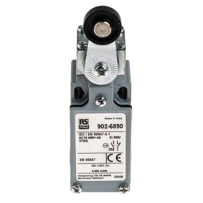 RS PRO Roller Lever Limit Switch, NO/NC, IP66, DPST, Zinc Alloy Housing, 400V ac Max, 10A Max