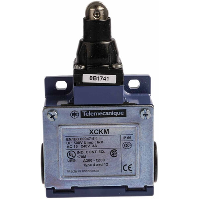 Telemecanique Sensors OsiSense XC Series Roller Plunger Limit Switch, NO/NC, IP66, DP, Zinc Alloy Housing, 240V ac Max,