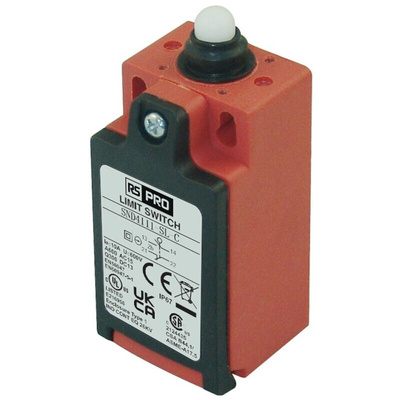 RS PRO Plunger Limit Switch, 1NC/1NO, IP67, SPDT, Glass Reinforced Plastic (GRP) Housing, 250V ac ac Max, 3A Max