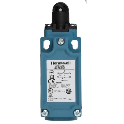 Honeywell GLD Series Roller Plunger Limit Switch, NO/NC, IP66, SPDT 1NO/1NC, Thermoplastic Housing, 300V ac Max, 10A Max