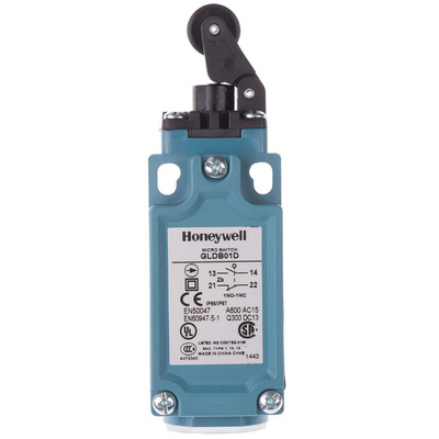Honeywell GLD Series Roller Lever Limit Switch, NO/NC, IP66, SPDT 1NO/1NC, Thermoplastic Housing, 300V ac Max, 10A Max