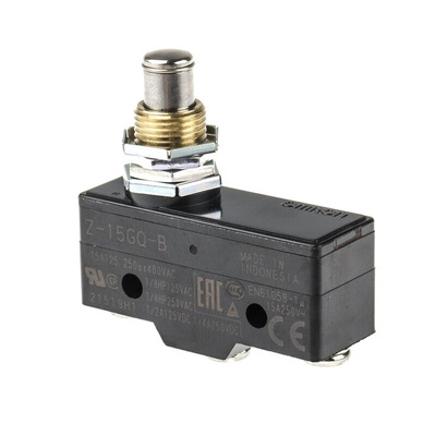 Omron Z Series Plunger Limit Switch, NO/NC, IP00, SPDT, 500V ac Max, 15A Max