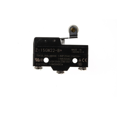 Omron Z Series Roller Lever Limit Switch, NO/NC, IP00, SPDT, 500V ac Max, 15A Max