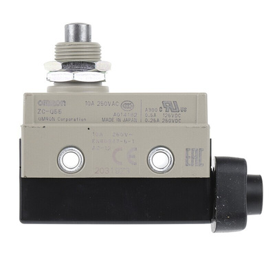 Omron ZC Series Plunger Limit Switch, NO/NC, IP67, SPDT, 250V ac Max, 10A Max