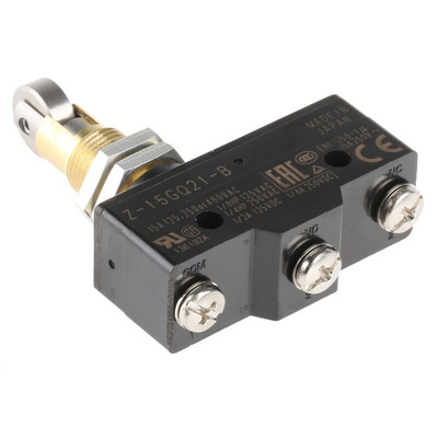 Omron Z Series Roller Limit Switch, NO/NC, IP00, SPDT, 500V ac Max, 15A Max