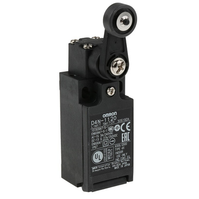 Omron D4N Series Roller Lever Interlock Switch, NO/NC, IP67, SPDT, 250V ac Max