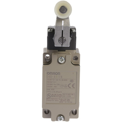 Omron D4B-N Series Roller Lever Interlock Switch, NO/NC, IP67, DPST, Metal Housing