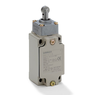 Omron D4B-N Series Roller Plunger Interlock Switch, NO/NC, IP67, DPST, Metal Housing