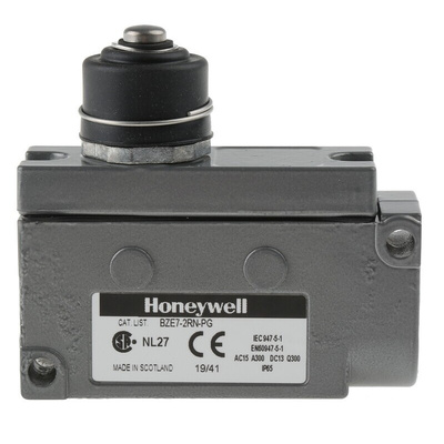 Honeywell BZE7 Series Plunger Limit Switch, NO/NC, IP65, SPDT, Die Cast Aluminium Housing, 480V ac Max, 15A Max