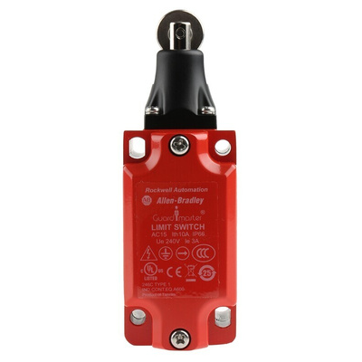 Allen Bradley Guardmaster 440P Series Roller Plunger Interlock Switch, 2NO/2NC, IP66, 4PST, Metal Housing