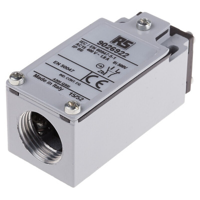 RS PRO Plunger Limit Switch, NO/NC, IP66, DPST, Zinc Alloy Housing, 400V ac Max, 10A Max