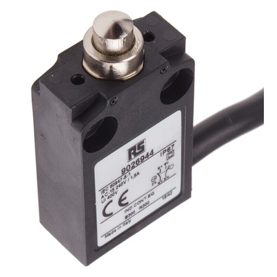 RS PRO Plunger Limit Switch, NO/NC, IP67, DPST, Thermoplastic Housing, 240V ac Max, 5A Max