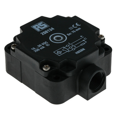 RS PRO Inductive Block-Style Proximity Sensor, 75 mm Detection, PNP Output, 10 → 30 V dc, IP67