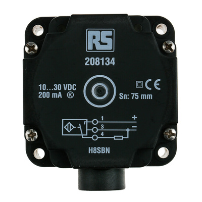 RS PRO Inductive Block-Style Proximity Sensor, 75 mm Detection, PNP Output, 10 → 30 V dc, IP67