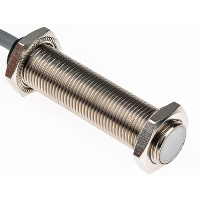 RS PRO Capacitive Barrel-Style Proximity Sensor, M12 x 1, 2 mm Detection, NPN Output, 10 → 30 V dc, IP67