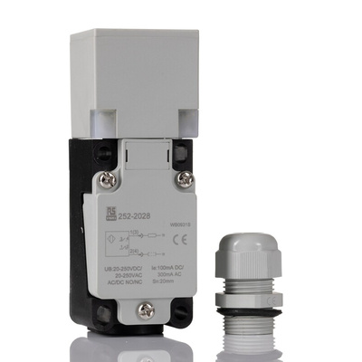 RS PRO Inductive Block-Style Proximity Sensor, 20 mm Detection, NO/NC Output, 20 to 250 V ac/dc, IP67