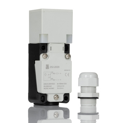 RS PRO Inductive Block-Style Proximity Sensor, 40 mm Detection, NO/NC Output, 20 to 250 V ac/dc, IP67