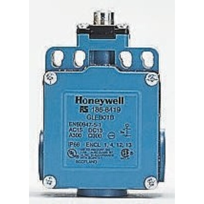 Honeywell GLE Series Plunger Limit Switch, NO/NC, IP67, SPDT, Die Cast Zinc Housing, 50V ac Max, 100mA Max