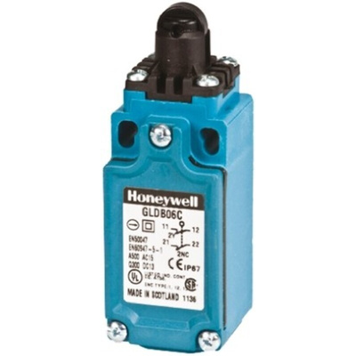 Honeywell GLD Series Roller Plunger Limit Switch, 2NC, IP66, DPST 2NC, Thermoplastic Housing, 300V ac Max, 10A Max