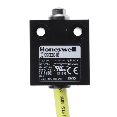 Honeywell SSCE Series Plunger Limit Switch, NO/NC, IP68, SPDT, Die Cast Zinc Housing, 240V ac Max, 4A Max