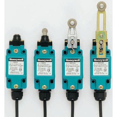 Honeywell GXA Series Plunger Limit Switch, NO/NC, IP66, IP67, SPDT, Die Cast Zinc Housing, 250V ac Max, 4A Max