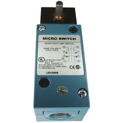 Honeywell HDLS Series Plunger Limit Switch, 2NO/2NC, IP65, IP66, IP67, DPDT, Die Cast Zinc Housing, 600V ac Max, 10A Max