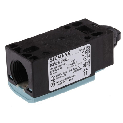 Siemens 3SE5 Series Roller Plunger Top Plunger, NO/NC, IP65, DPST, Plastic Housing