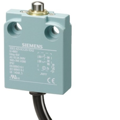 Siemens 3SE5 Series Plunger Top Plunger, NO/NC, IP67, DPST, Metal Housing
