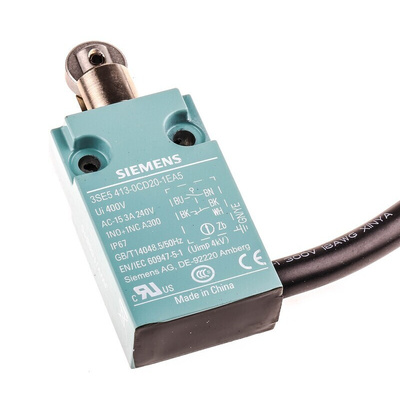 Siemens 3SE5 Series Roller Plunger Interlock Switch, NO/NC, IP67, DPST, Metal Housing