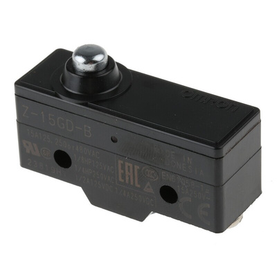 Omron Plunger Limit Switch, NO/NC, IP00, SPDT, Thermosetting Resin Housing, 500V ac Max, 15A Max