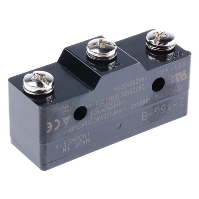 Omron Plunger Limit Switch, NO/NC, IP00, SPDT, Thermosetting Resin Housing, 500V ac Max, 15A Max