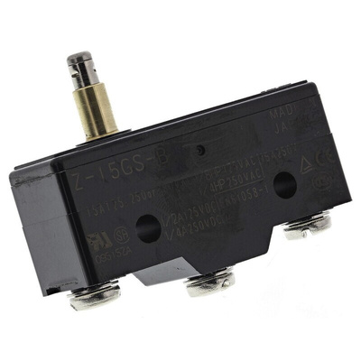 Omron Plunger Limit Switch, NO/NC, IP00, SPDT, Thermosetting Resin Housing, 500V ac Max, 15A Max