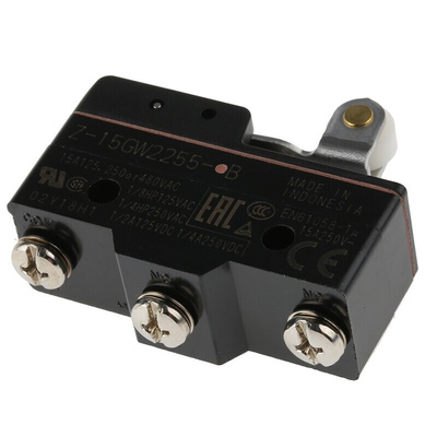 Omron Roller Lever Limit Switch, NO/NC, IP62, SPDT, Thermosetting Resin Housing, 500V ac Max, 15A Max