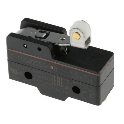 Omron Roller Lever Limit Switch, NO/NC, IP62, SPDT, Thermosetting Resin Housing, 500V ac Max, 15A Max