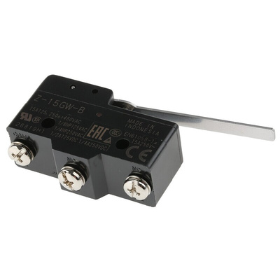 Omron Z Series Lever Limit Switch, NO/NC, IP00, SPDT, Thermosetting Resin Housing, 500V ac Max, 15A Max