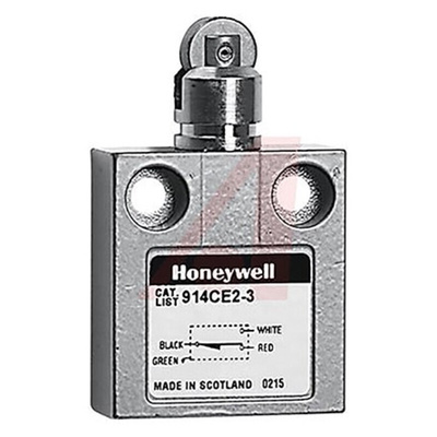 Honeywell 914CE Series Roller Plunger Limit Switch, NO/NC, IP66, IP67, IP68, SPDT, Die Cast Zinc Housing, 250V ac Max,