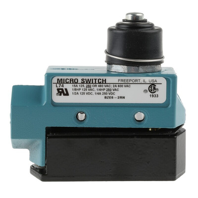 Honeywell BZE6 Series Plunger Limit Switch, NO/NC, IP66, SPDT, Die Cast Zinc Housing, 600V ac Max, 15A Max