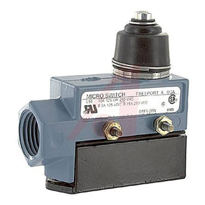 Honeywell DTE6 Series Plunger Limit Switch, 2NO/2NC, IP66, DPDT, Die Cast Zinc Housing, 250V ac Max, 10A Max