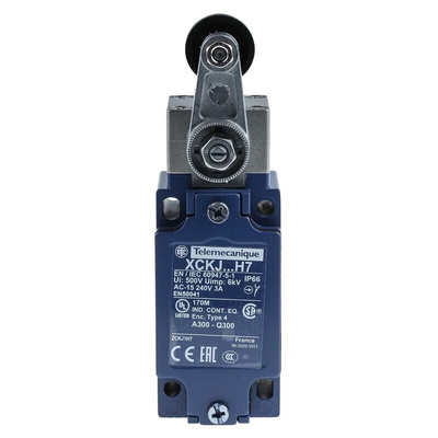 Telemecanique Sensors OsiSense XC Series Roller Lever Limit Switch, NO/NC, IP66, DPST, Zamak Zinc Alloy Housing, 500V