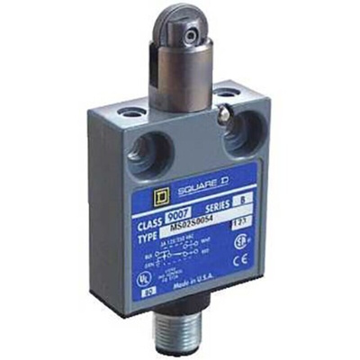 Telemecanique Sensors 9007 Series Roller Plunger Limit Switch, NO/NC, IP67, SPDT, Zamak Zinc Alloy Housing, 125V ac