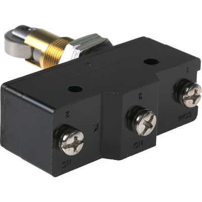 Omron Roller Plunger Limit Switch, NO/NC, IP00, SPDT, 500V ac Max, 15A Max