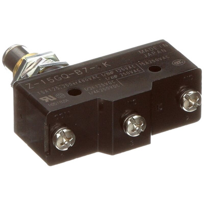 Omron Plunger Limit Switch, NO/NC, IP00, SPDT, Thermosetting Resin Housing, 500V ac Max, 15A Max