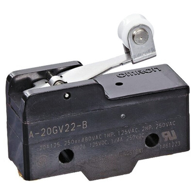 Omron Roller Lever Limit Switch, NO/NC, IP00, SPDT, 500V ac Max, 20A Max