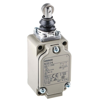 Omron WL Series Roller Plunger Limit Switch, NO/NC, IP67, SPST, 500V ac Max, 10A Max