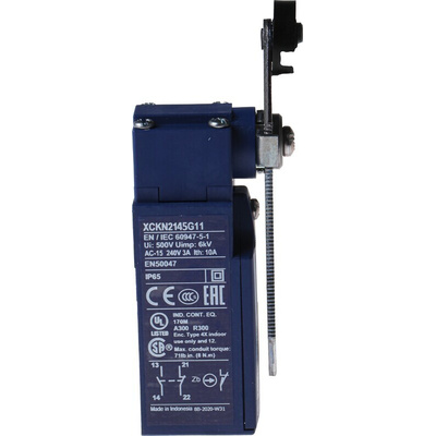 Telemecanique Sensors OsiSense XC Series Roller Lever Limit Switch, NO/NC, IP65, DP, Plastic Housing, 240V ac Max, 10A