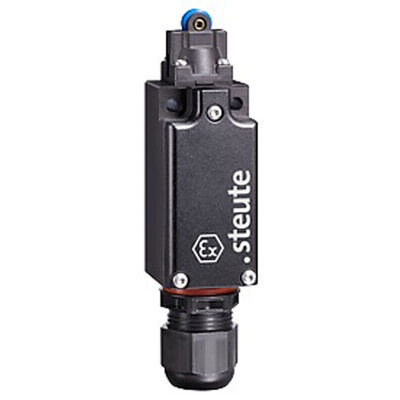 Steute Ex 97 Series Roller Plunger Limit Switch, NO/NC, IP66, IP67, IP69, DPST, Thermoplastic Housing, 500V ac Max, 4A